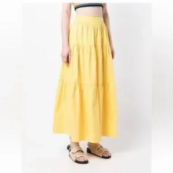 Staud Wallflower Butter Yellow Tiered Sea Skirt - Picture 4 of 8